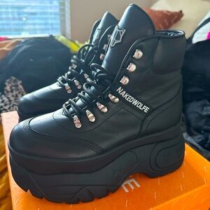 NAKED WOLFE BLACK PLATFORM BOOTS! Brand New, Women’s Size 8/8.5
